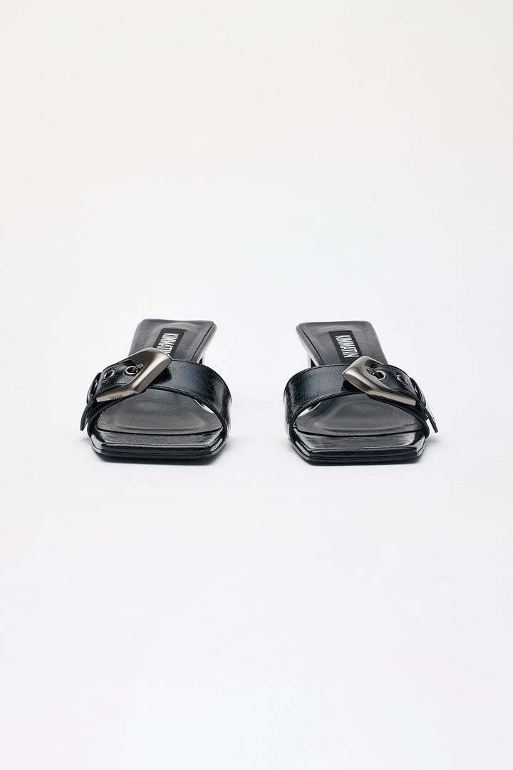 KIMMATIN Buckle Point Slide Heels — Black