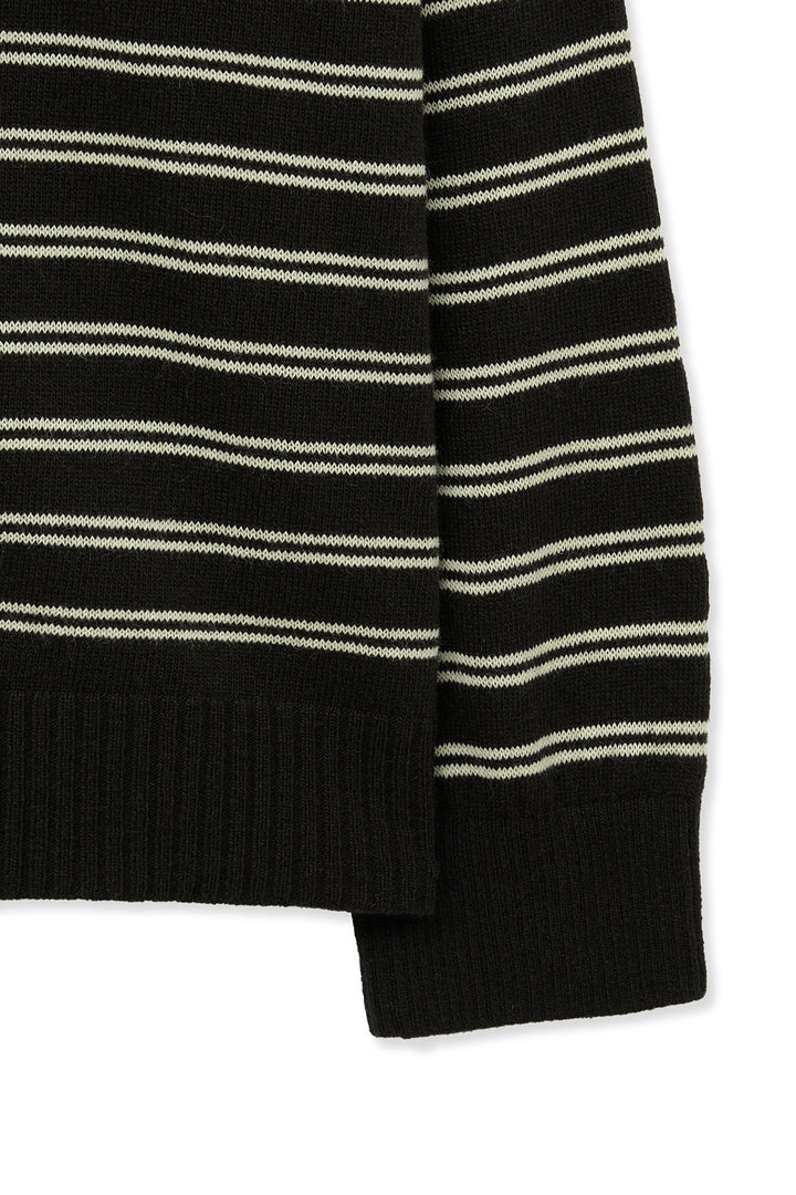Matin Kim Heart Logo Collar Striped Pullover — Brown
