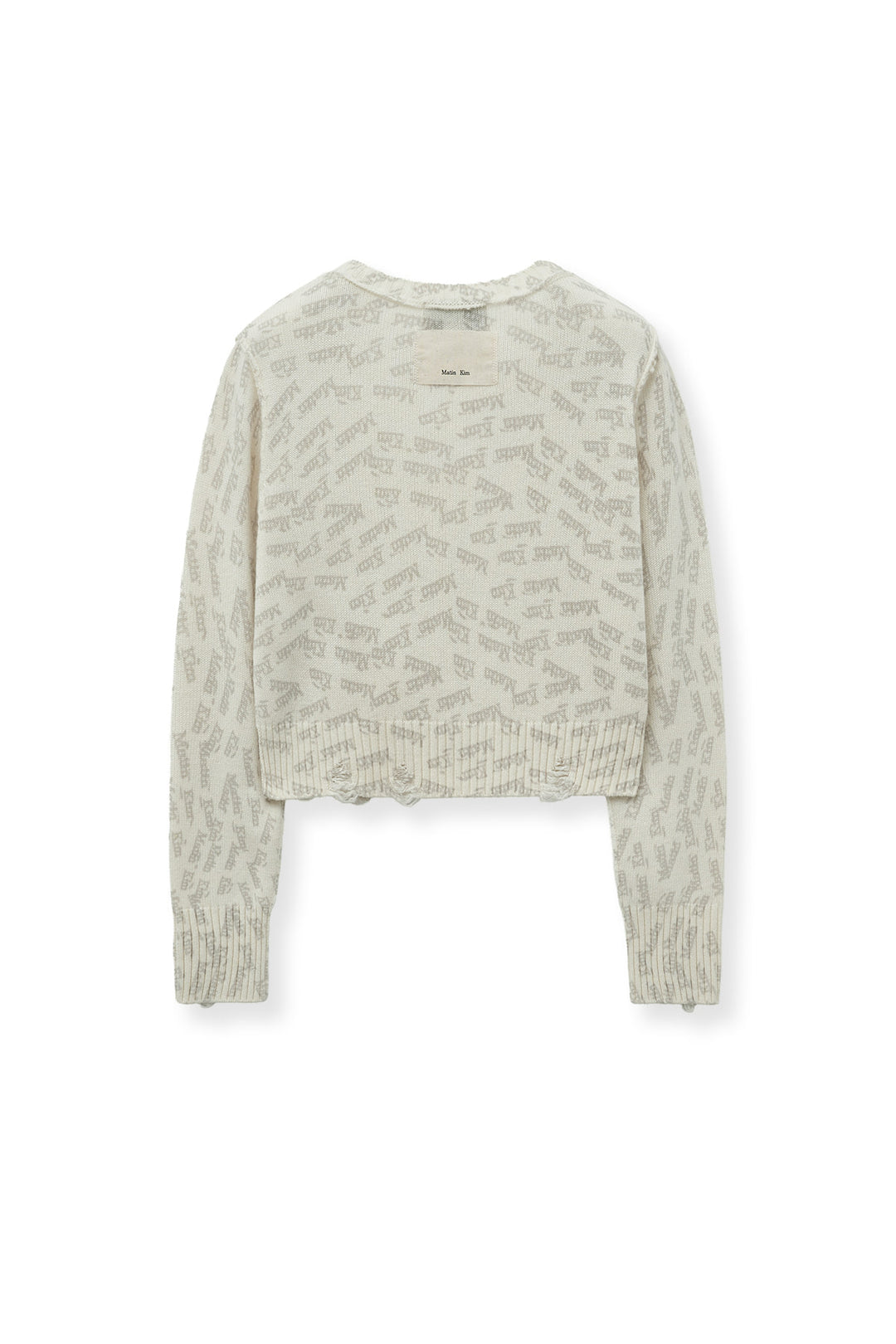 Matin Kim All Over Logo Crop Cardigan — Ivory