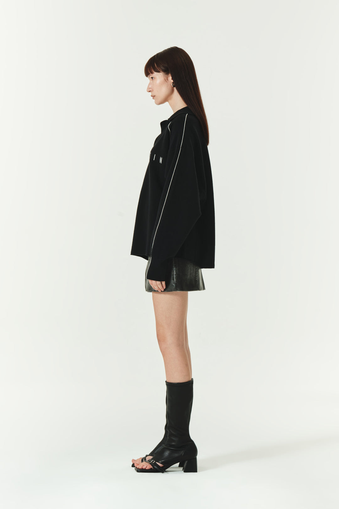KIMMATIN Oversize Pique Pullover — Black