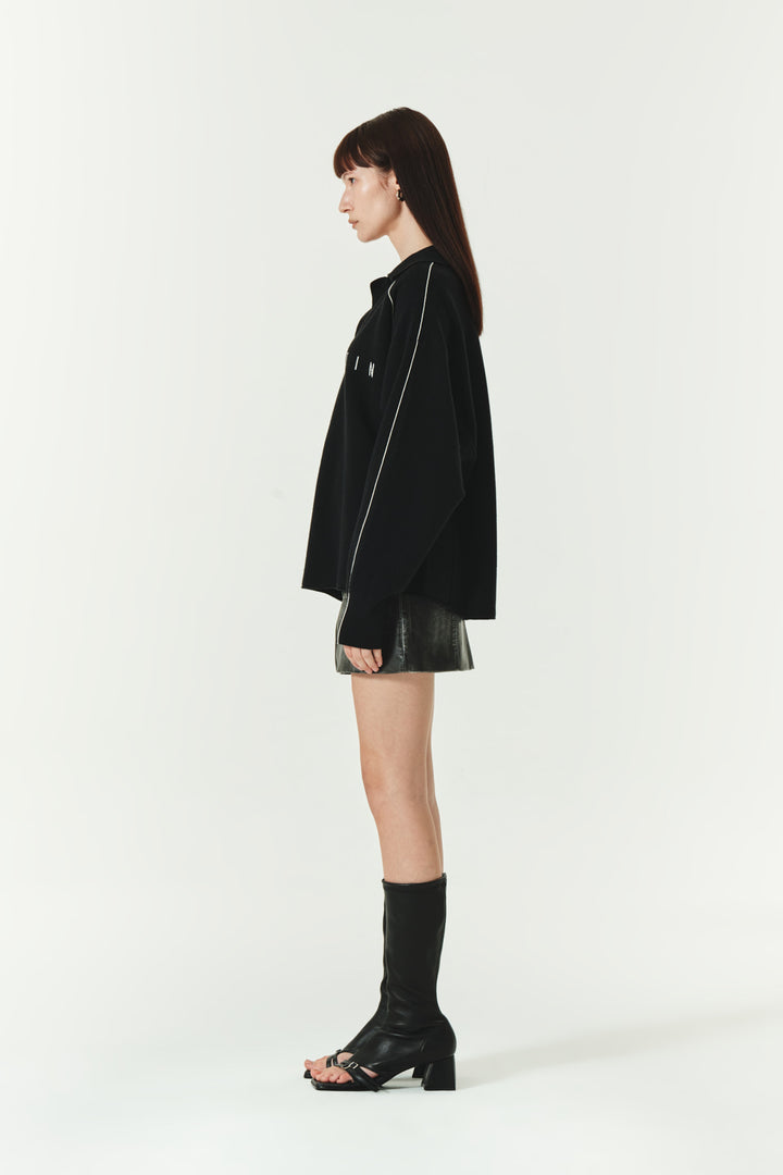 KIMMATIN Oversize Pique Pullover — Black