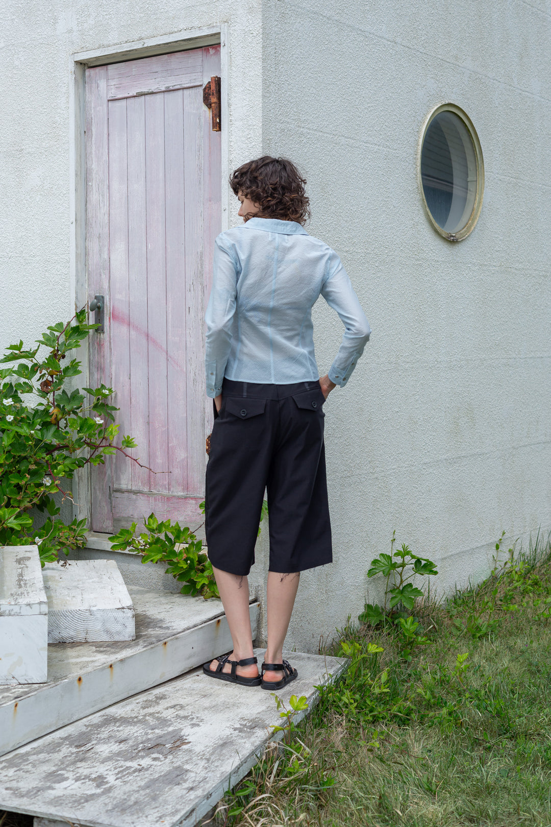 Matin Kim Side Taping Bermuda Shorts — Black