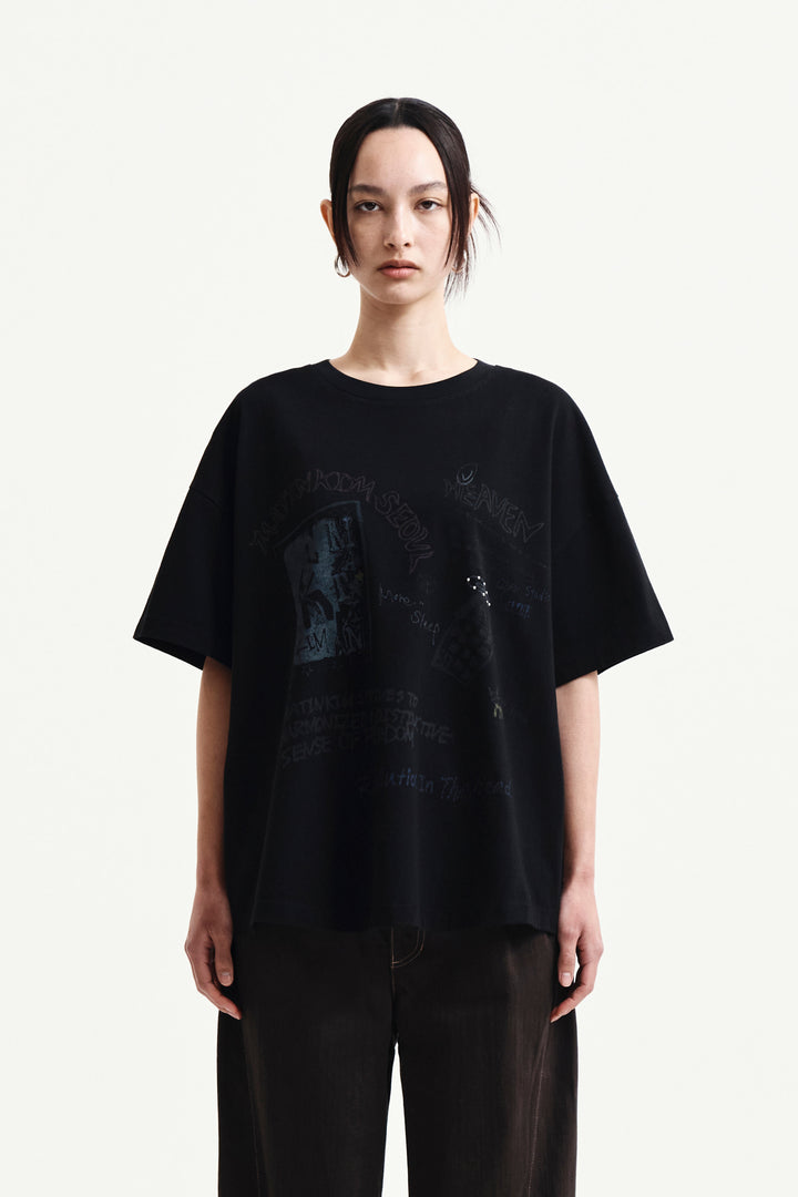 Matin Kim Graffiti Artwork Top — Black