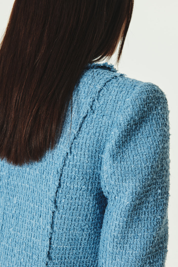 KIMMATIN Unbalance Tweed Crop Jacket