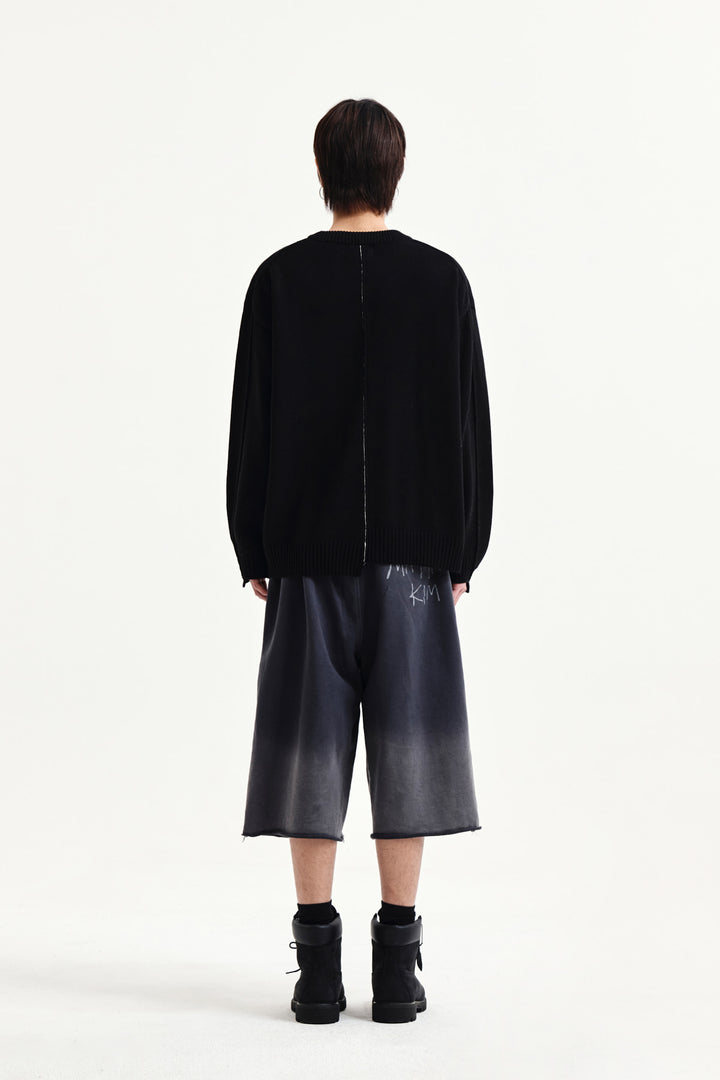 Matin Kim Asymmetric Logo Knit Pullover — Black