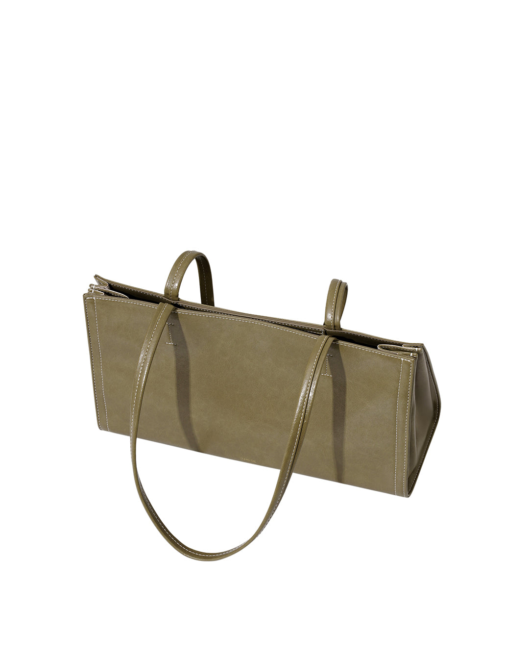 Stand Oil Oblong Bag — Structured Shoulder — Basil green