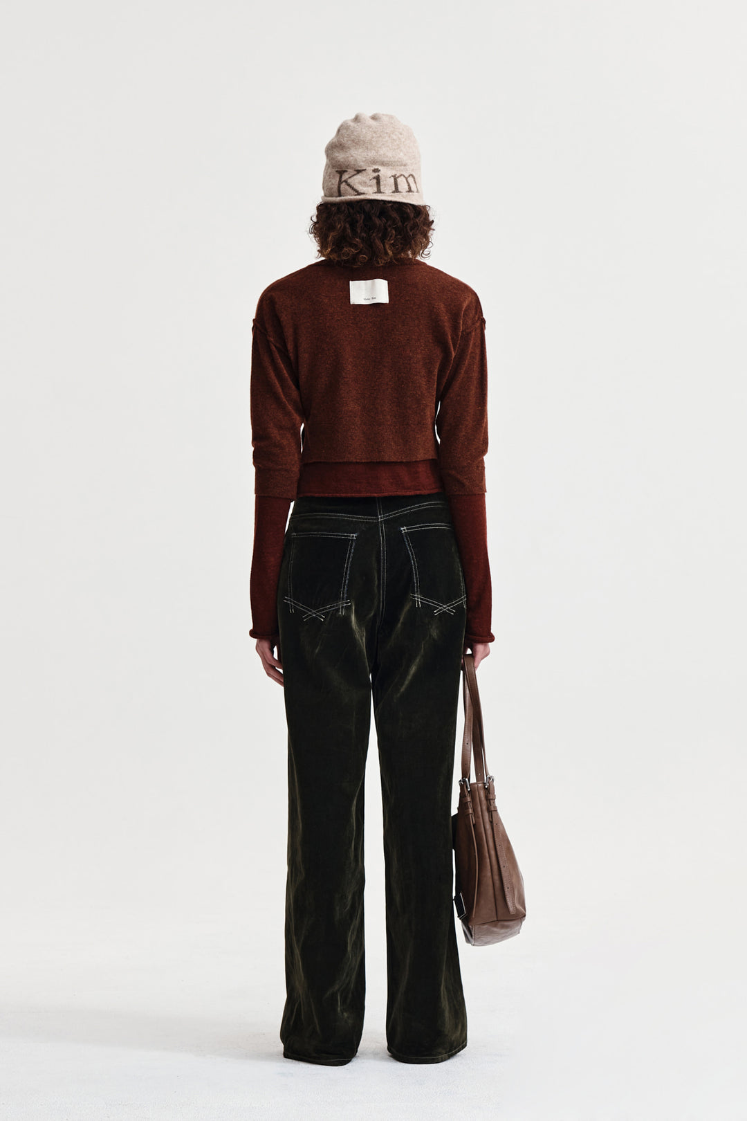 Matin Kim Layered Texture Knit Cardigan — Brown