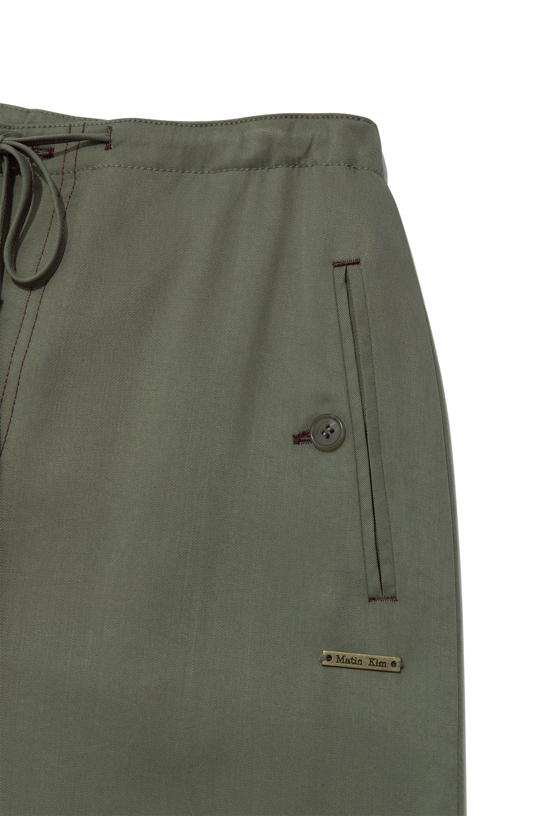 Matin Kim Button Point String Wide Pants — Khaki