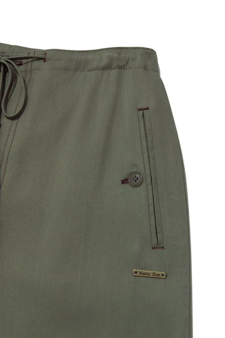 Matin Kim Button Point String Wide Pants — Khaki