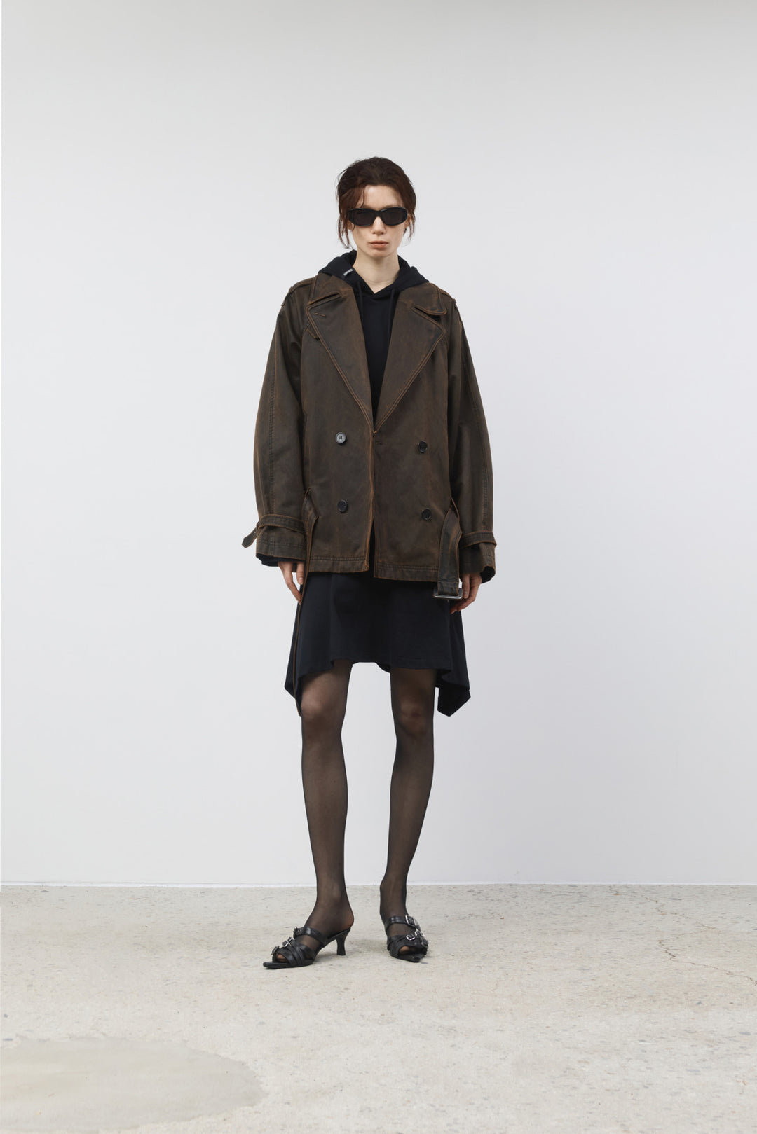 KIMMATIN Washed Trench Jacket — Brown