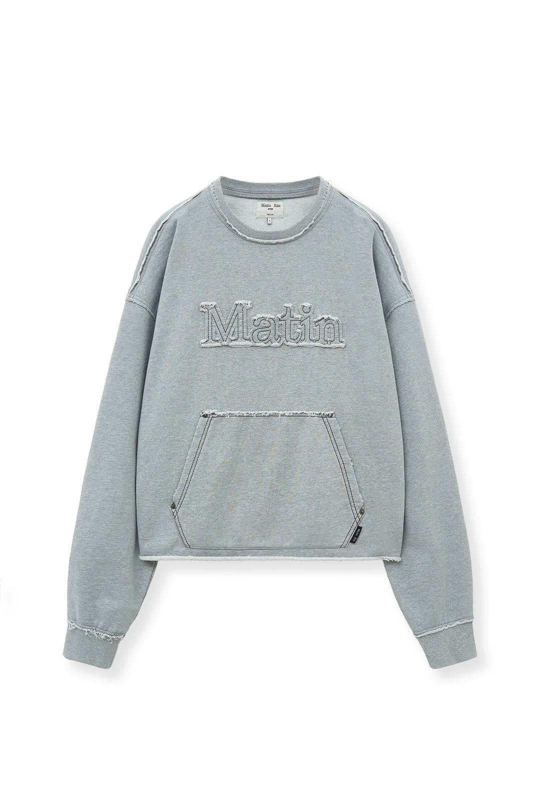 Matin Kim Raw Cut Applique Sweatshirt — Gray