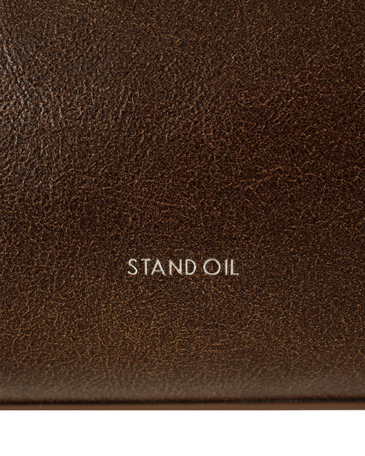 Stand Oil Boat Bag — Glossy Shoulder Crossbody — Brown