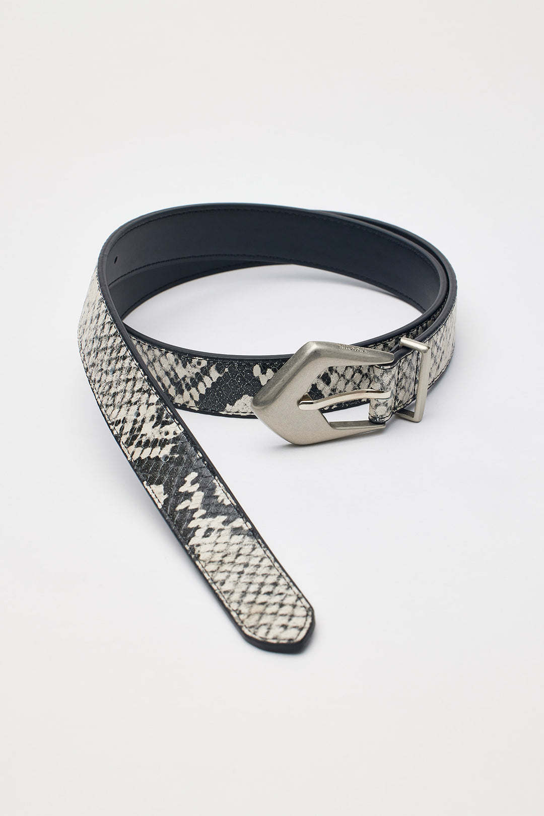 KIMMATIN Python Skin Leather Belt — Gray