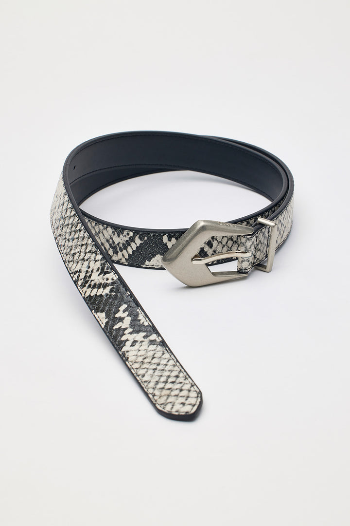 KIMMATIN Python Skin Leather Belt — Gray