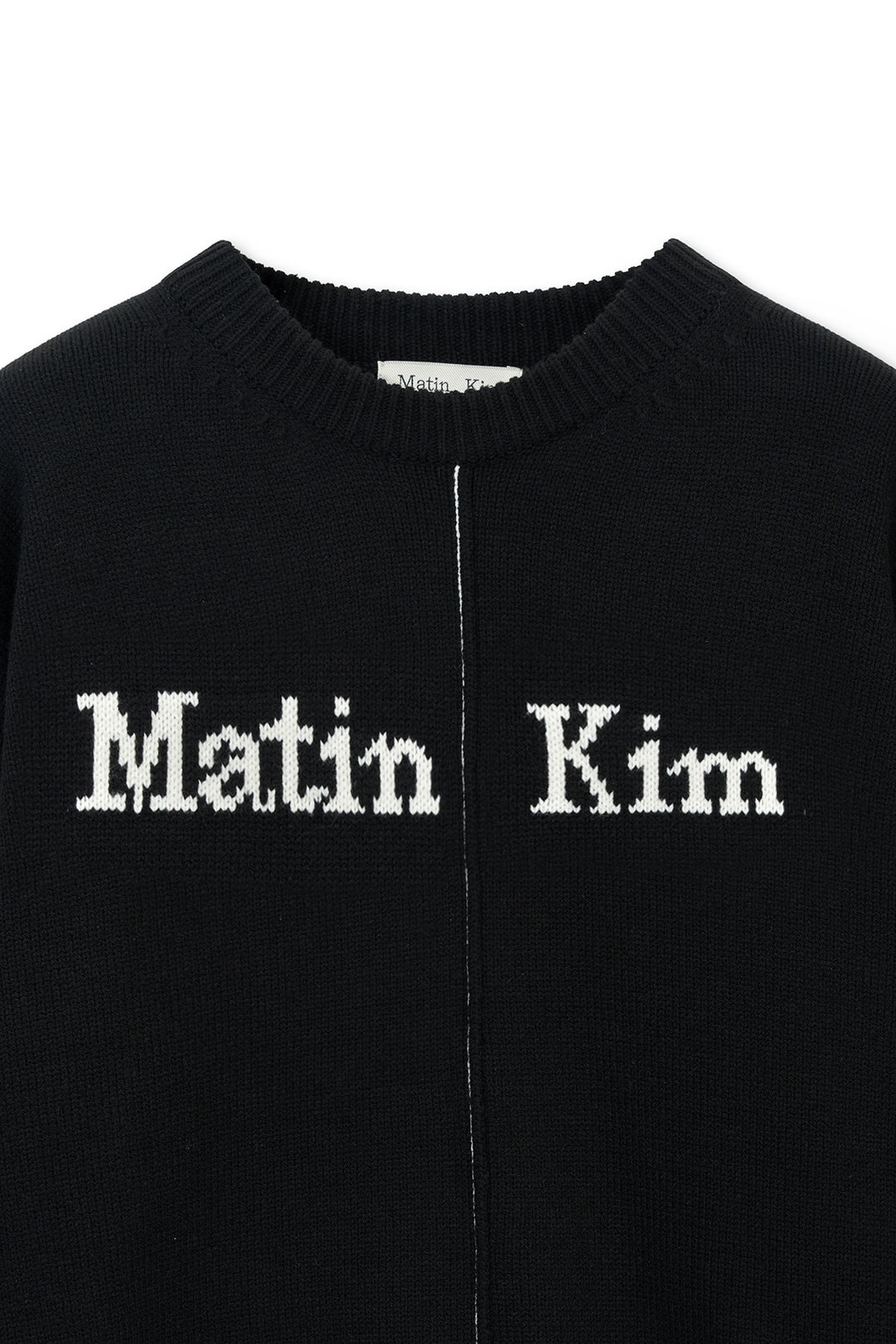 Matin Kim Asymmetric Logo Knit Pullover — Black