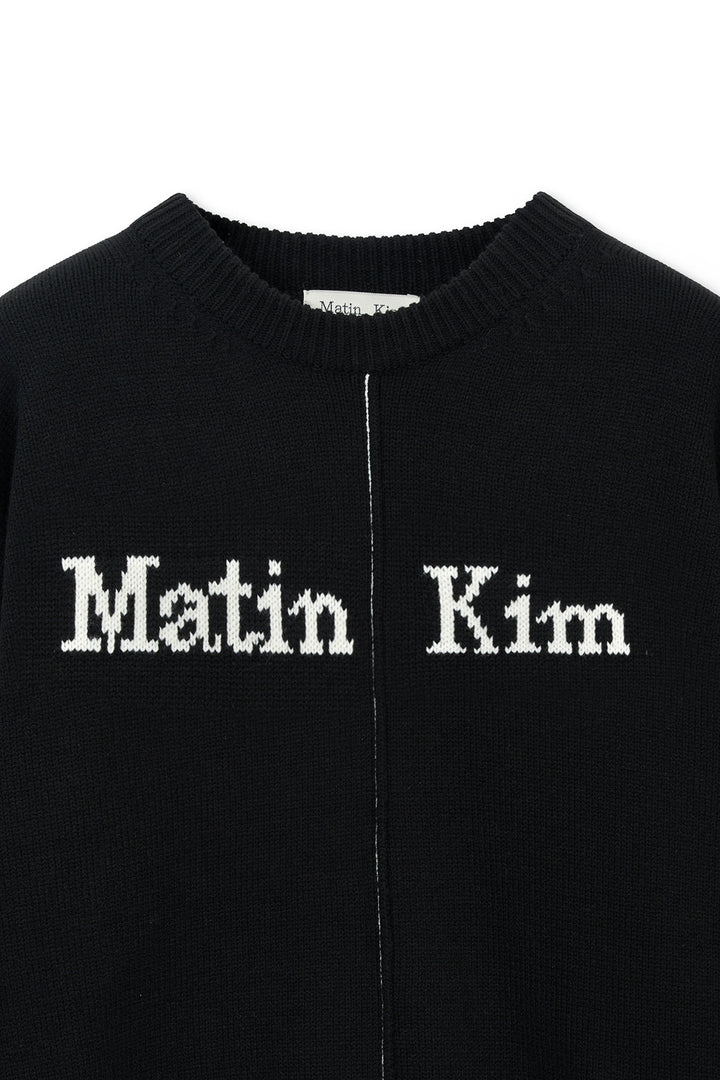 Matin Kim Asymmetric Logo Knit Pullover — Black
