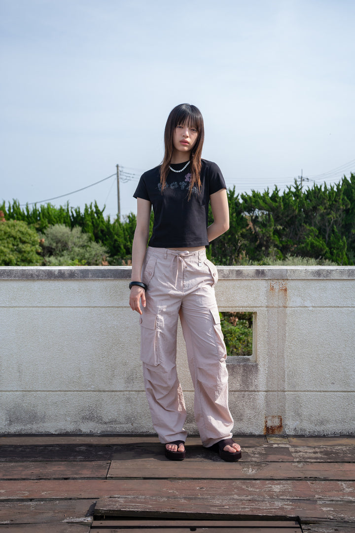 Matin Kim String Nylon Cargo Pants Light — Pink
