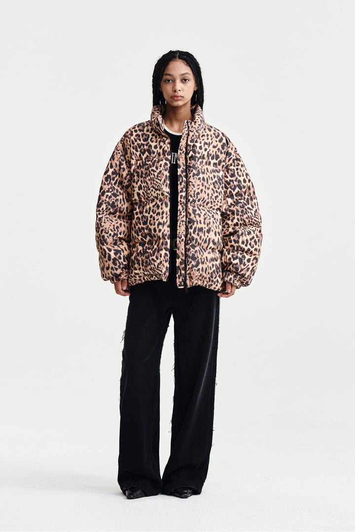 Matin Kim Leopard Down Jumper in Mix