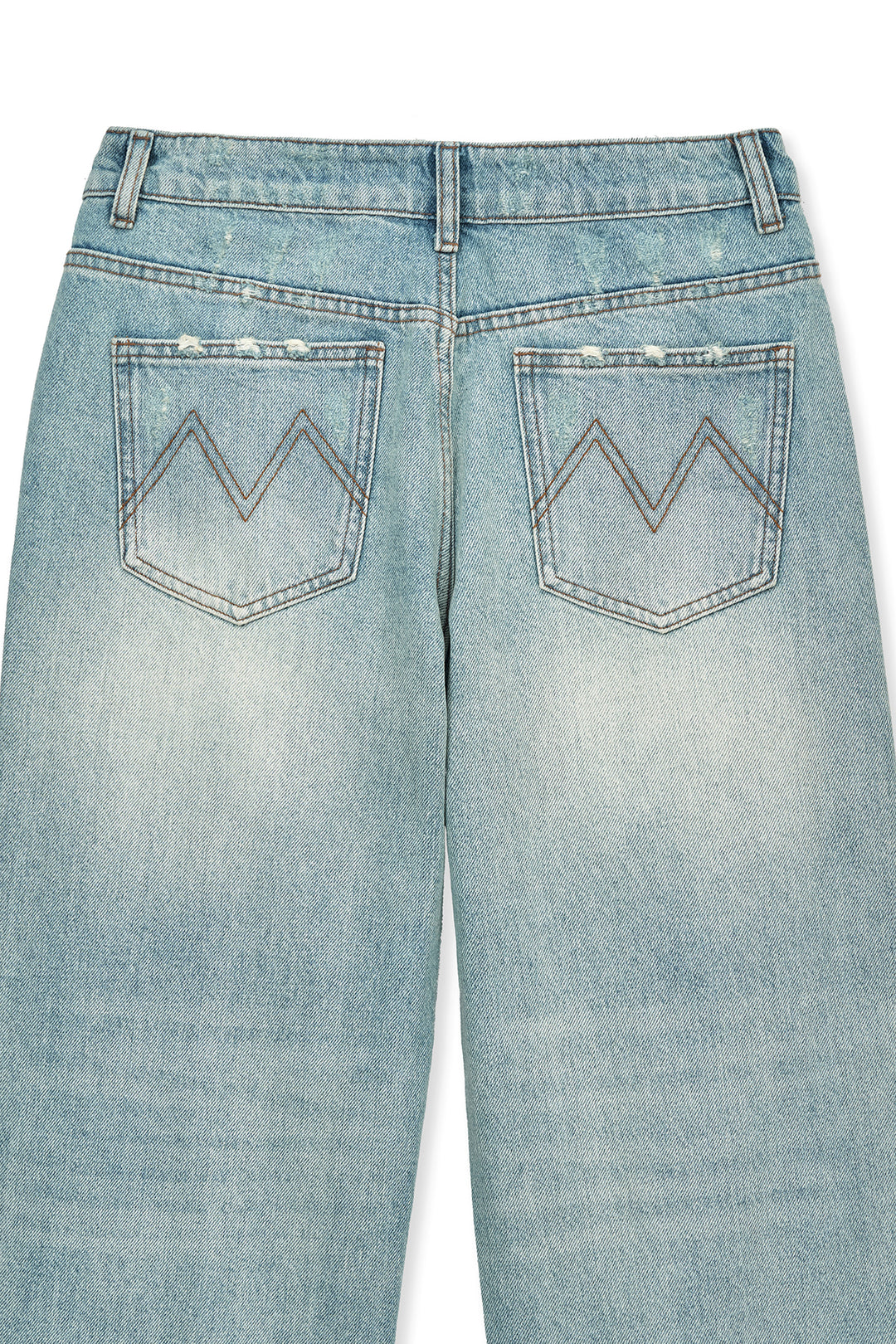 Matin Kim Heavy Destroyed Denim Pants — Light Blue