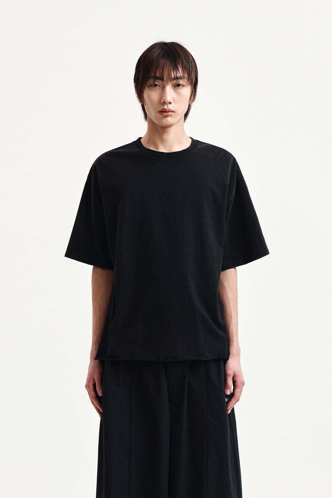 Matin Kim Raw Cut Graffiti Logo Top — Black