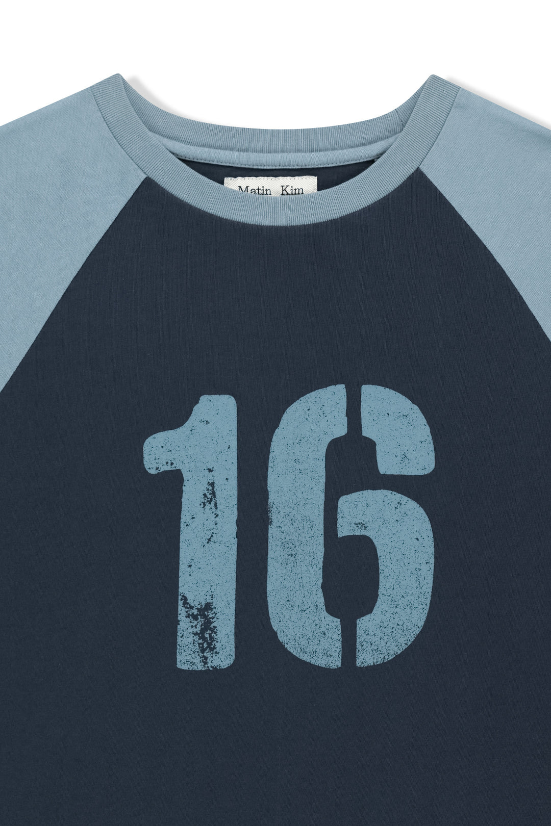 Matin Kim Raw Edge Raglan Top — Navy blue