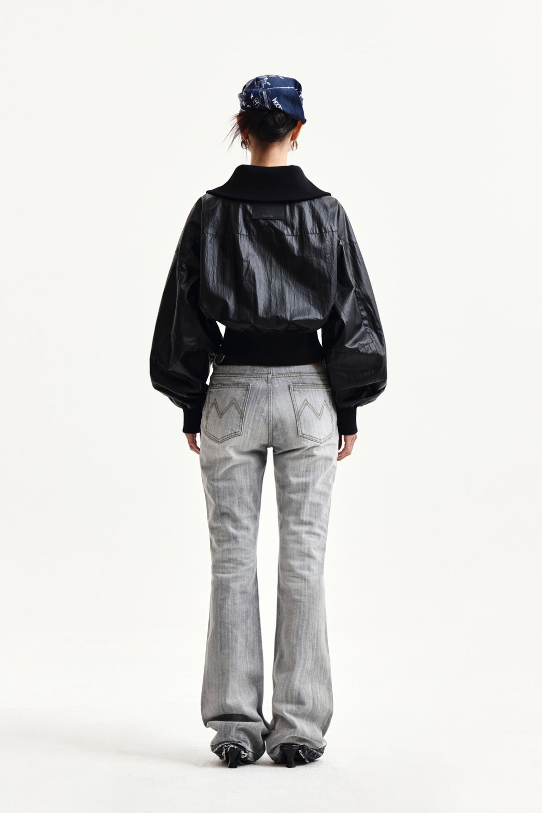 Matin Kim Washed Point Boots Cut Denim — Gray