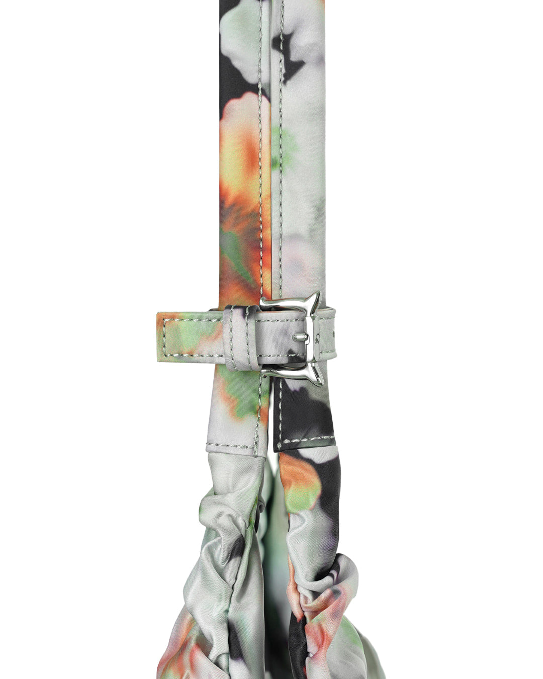 Stand Oil Cloud Ringo Bag — Pleated Shoulder — Orange Blur Floral