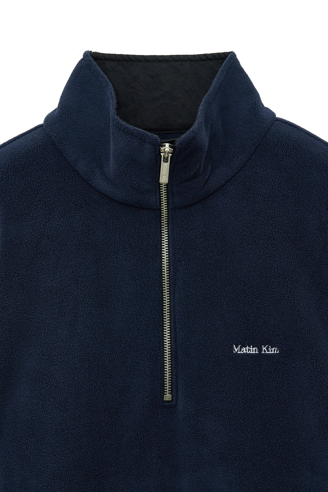 Matin Kim Sherpa Fleece Half-Zip Top — Navy blue