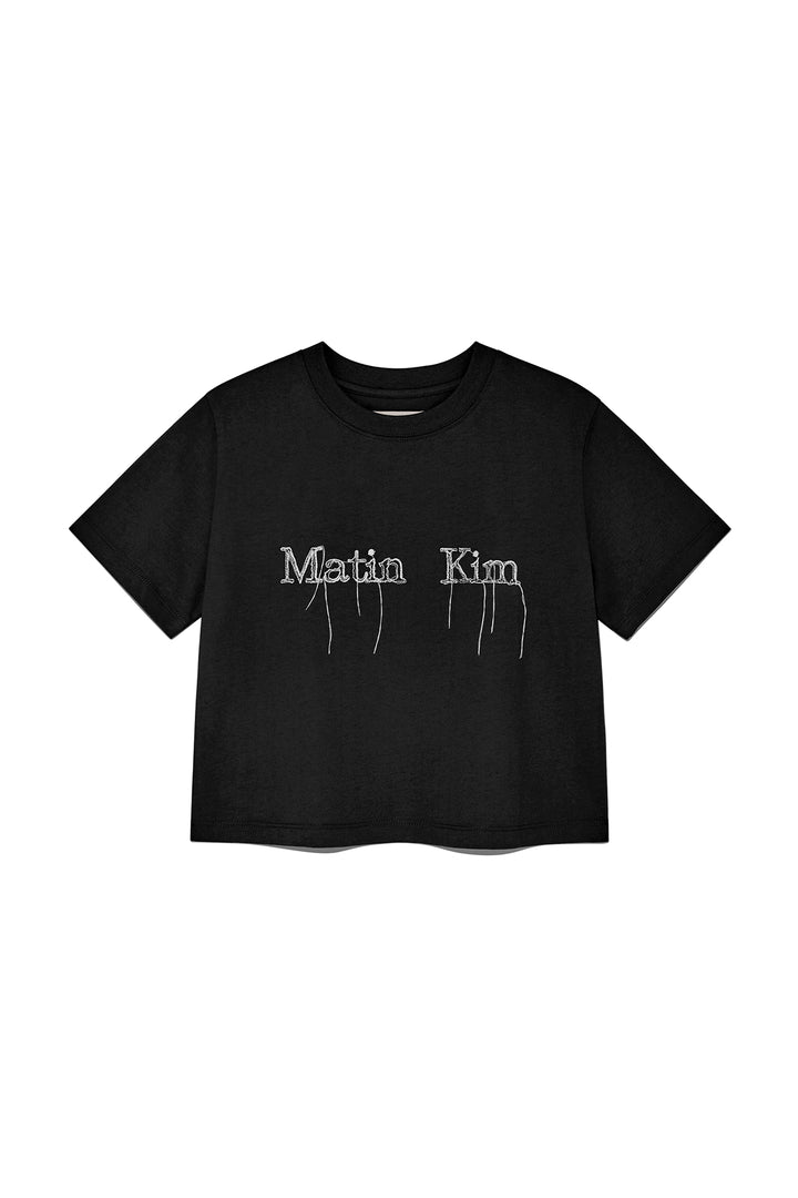 Matin Kim Logo Thread Point Crop Top — Black