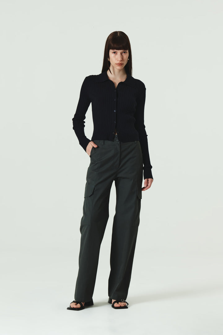 KIMMATIN Banding Straight Cargo Pants — Gray