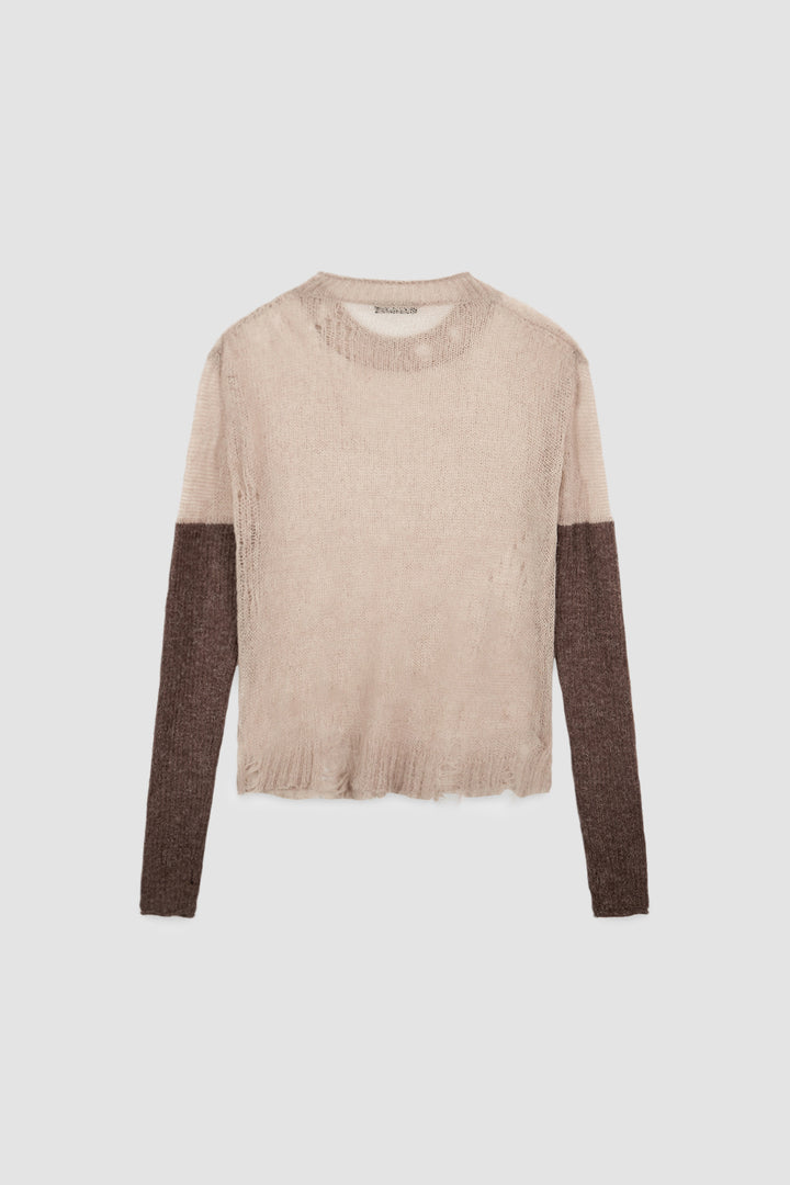 KIMMATIN Hand Warmer Layered Pullover — Beige