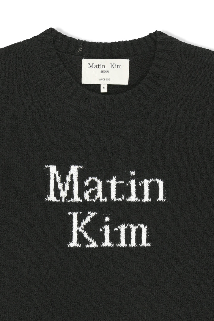 Matin Kim Half Sleeve Logo Pullover — Black