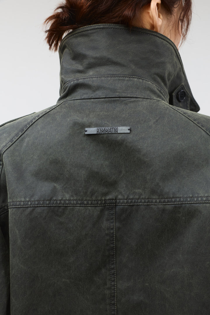 KIMMATIN Washed Trench Jacket — Khaki