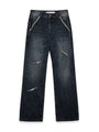 Matin Kim Semi Boots Cut Washed Denim — Navy blue