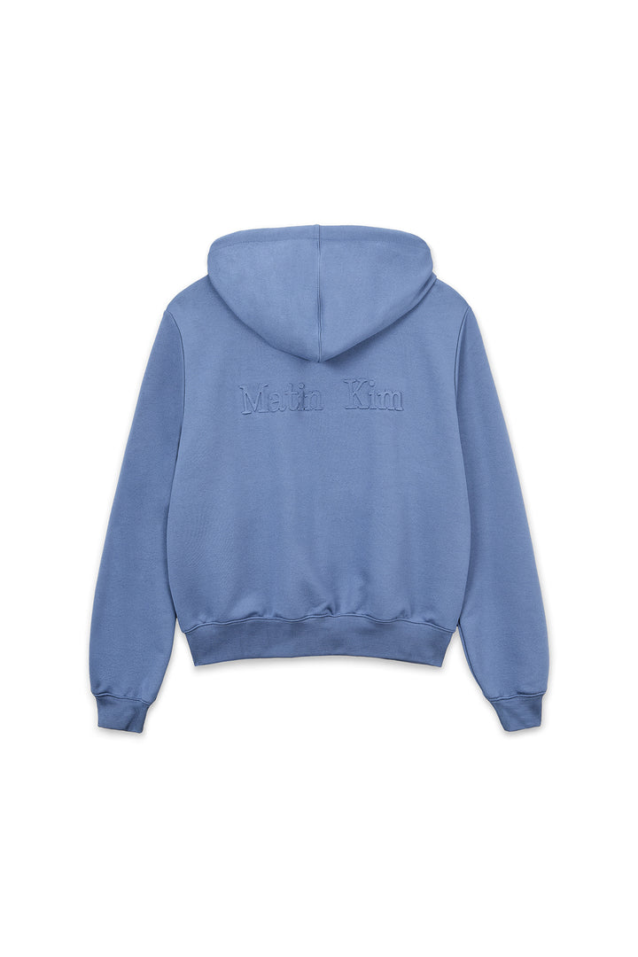 Matin Kim Back Logo Glitter Zip Hoodie — Blue