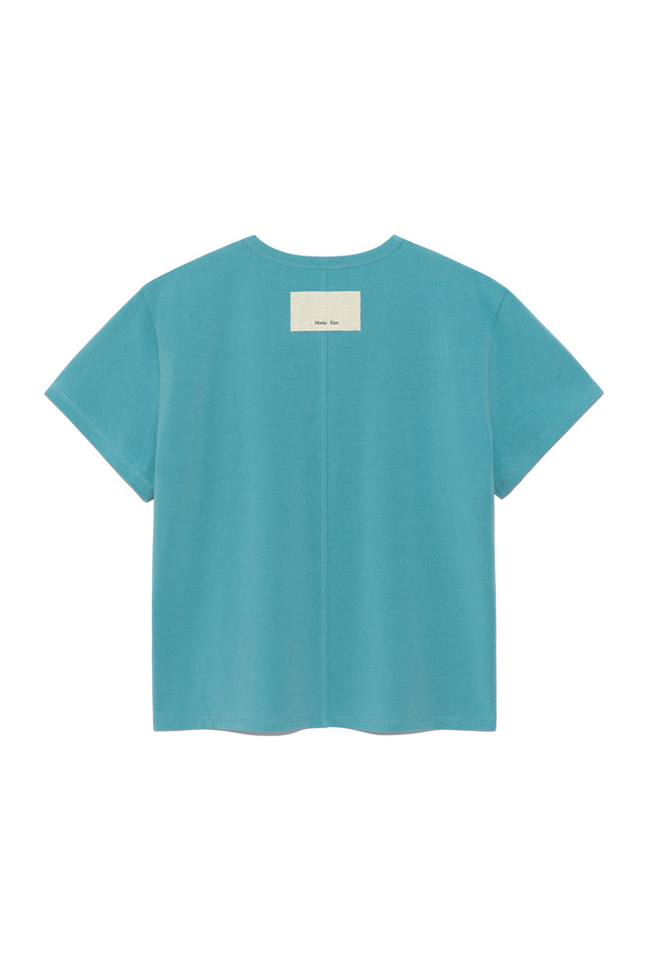 Matin Kim Stitch Printing Detail Crop Top — Blue