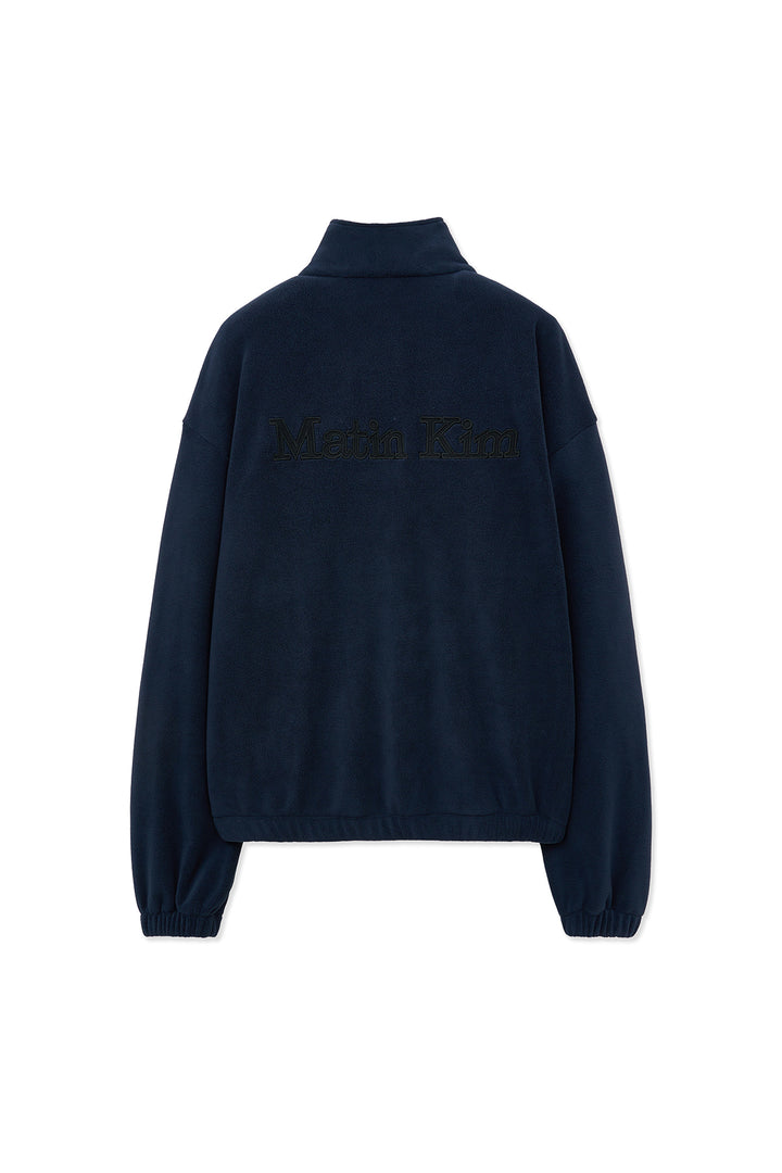 Matin Kim Sherpa Fleece Half-Zip Top — Navy blue