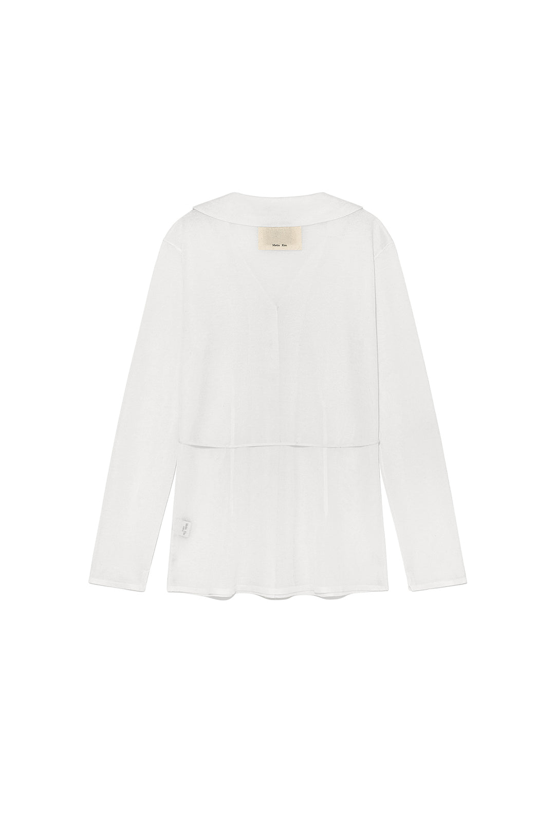Matin Kim String Point Plain Long Cardigan — White