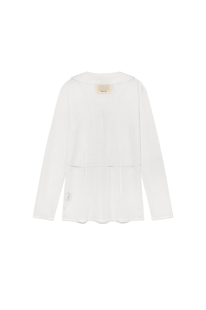 Matin Kim String Point Plain Long Cardigan — White