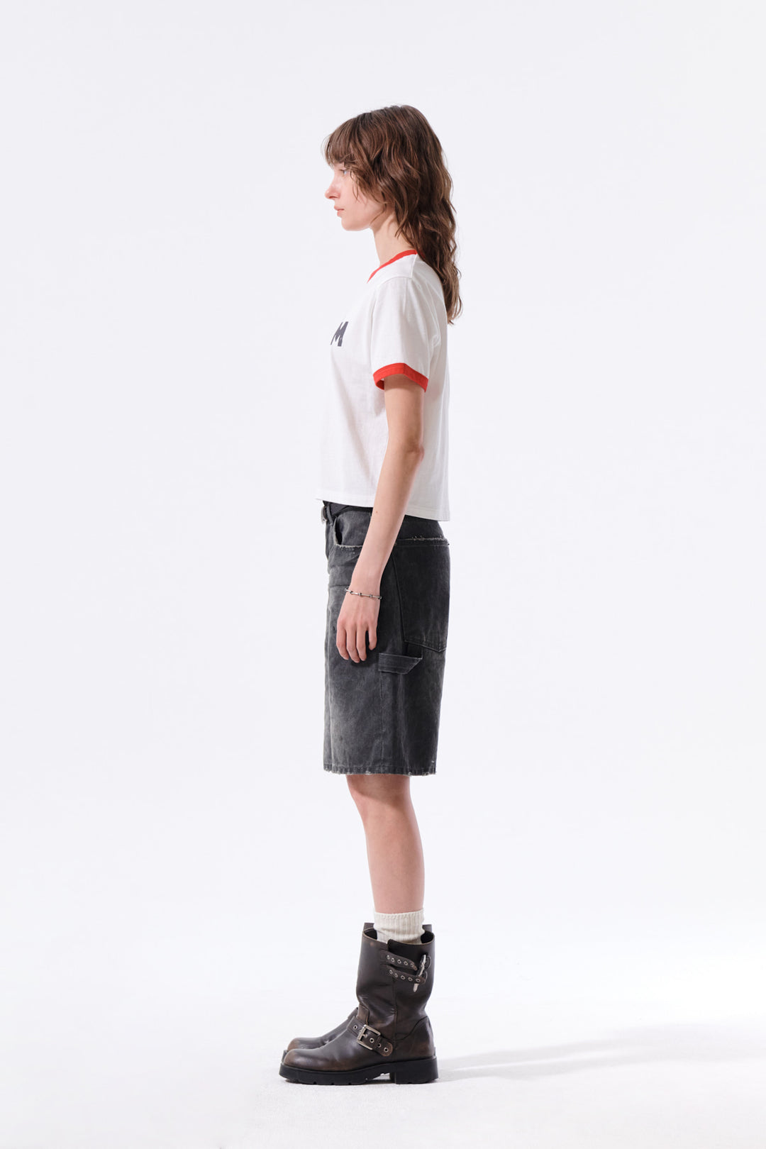 Matin Kim Logo Ringer Crop Top — White
