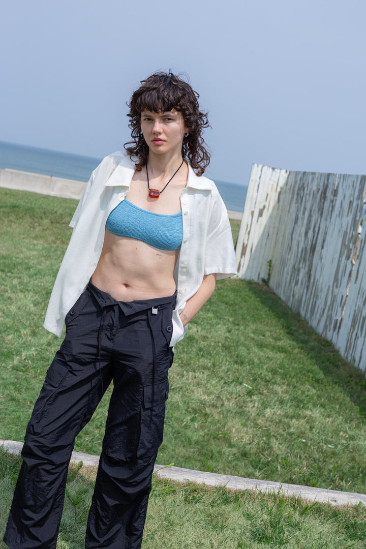 Matin Kim String Nylon Cargo Pants — Black