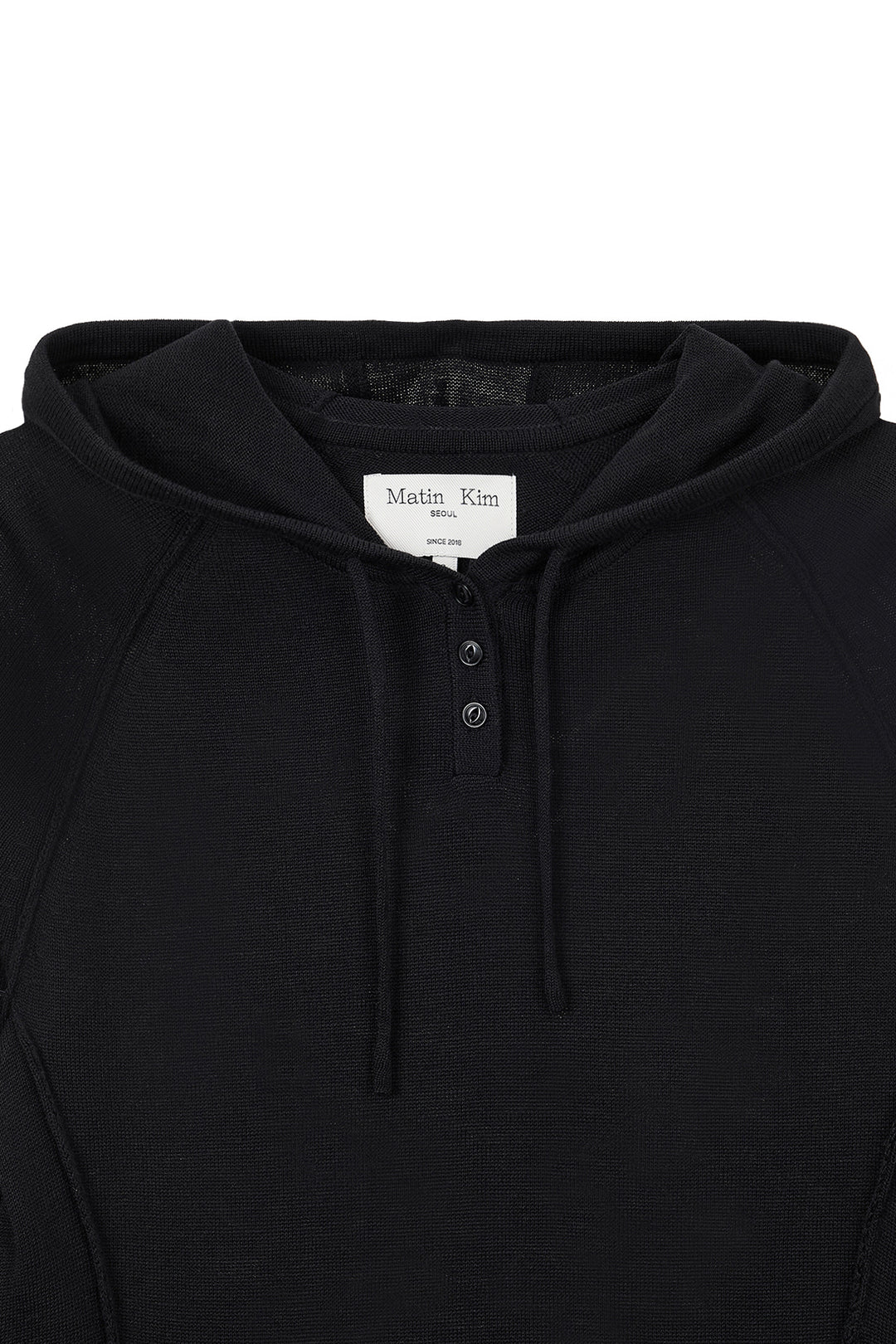 Matin Kim Button Hoody Raglan Knit — Black