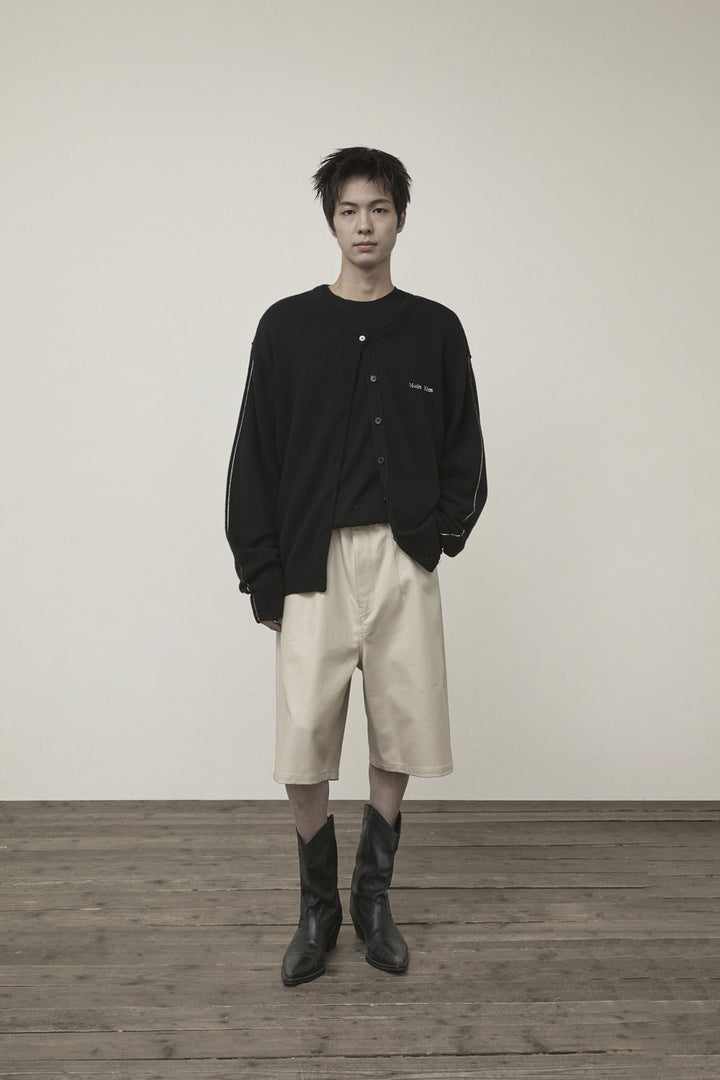 Matin Kim Cashmere Blended Round Knit Cardigan — Black