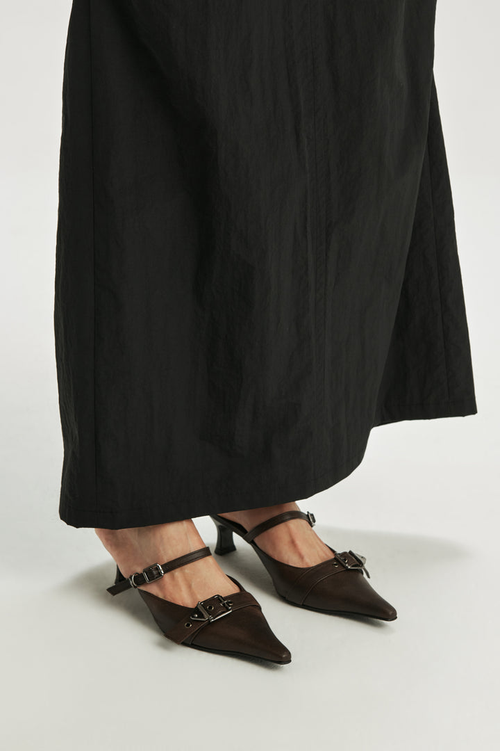 KIMMATIN Belted Stiletto Mule — Brown