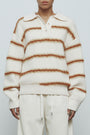 KIMMATIN Hairy Stripe Piqué Knit Top — Ivory