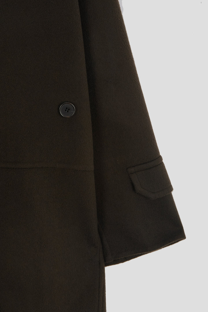 KIMMATIN Belted Double Wool Coat — Brown