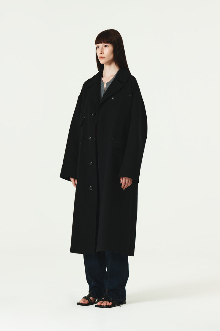 KIMMATIN Reversible Wool Cotton Oversized Coat — Black