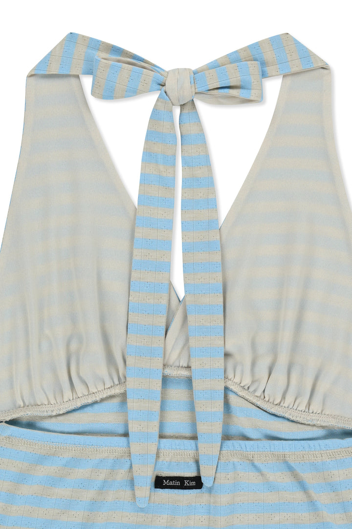 Matin Kim Striped Halter Neck Top — Light Blue