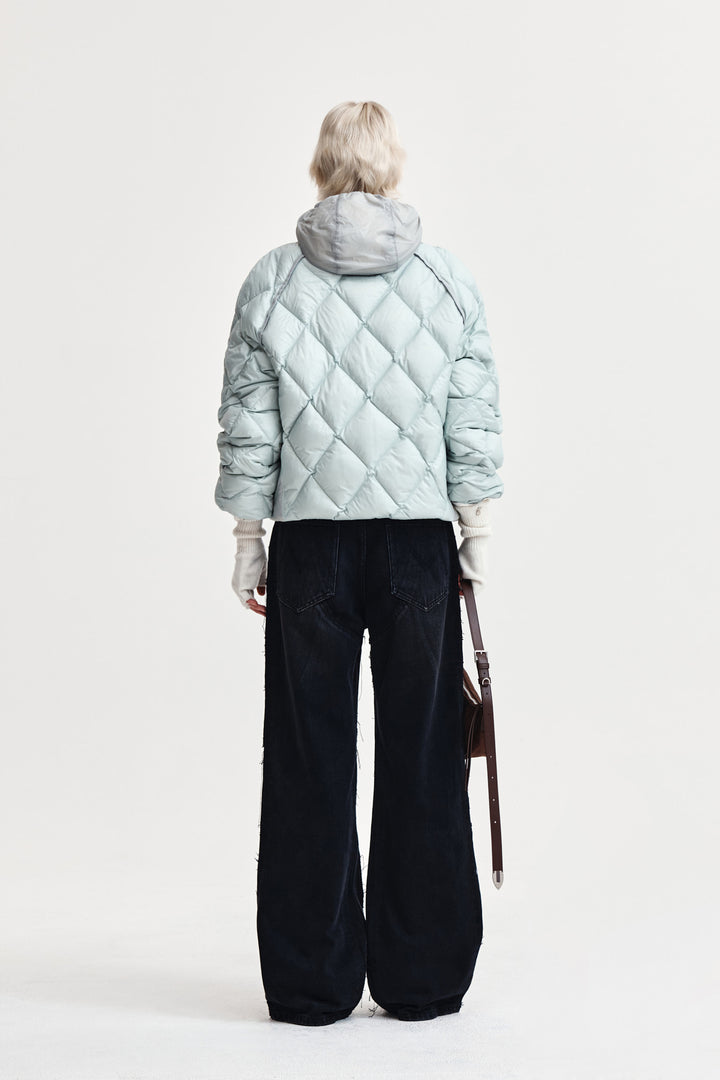 Matin Kim Quilting Hoody Lightweight Jumper — Mint