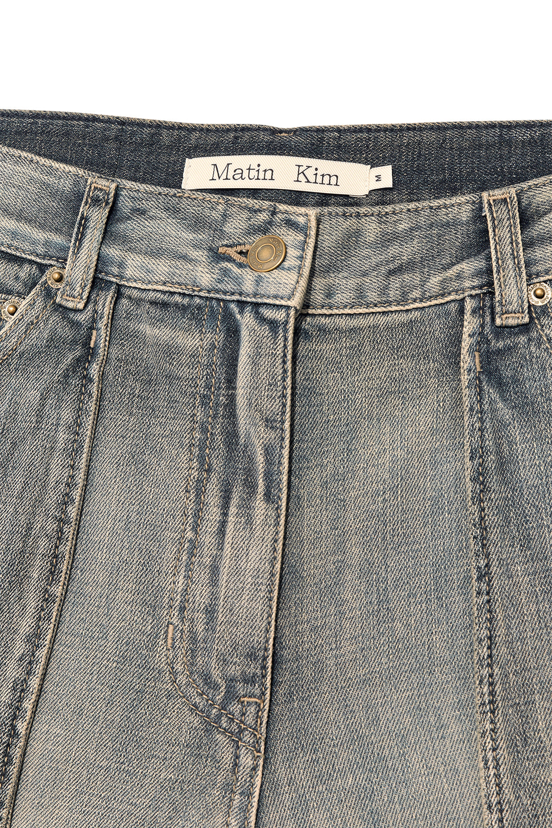 Matin Kim Out Pocket Washed Denim — Smoke — Blue